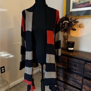 Striped Open-Front Cardigan